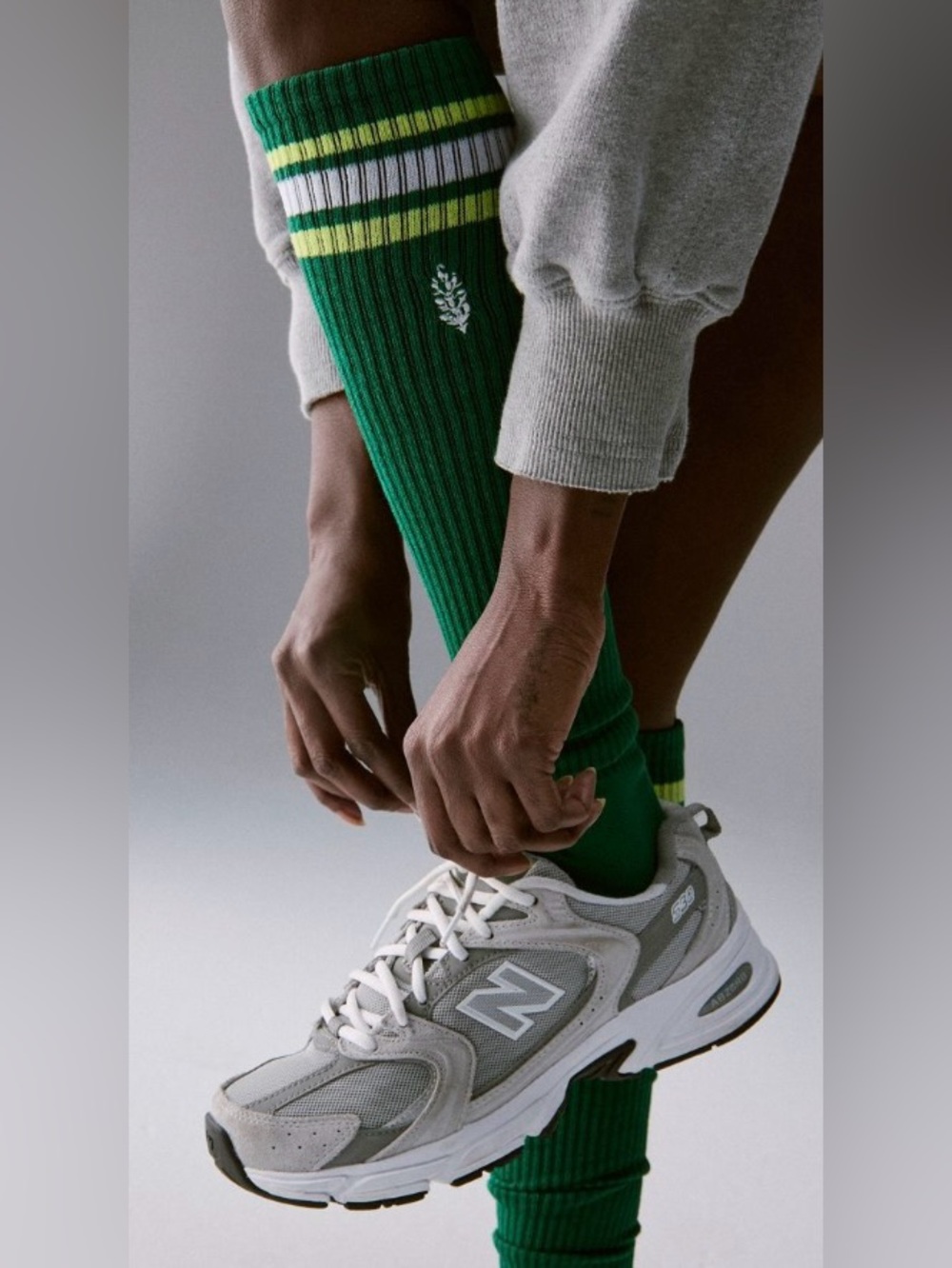 Free People Movement ~ Knee High Logo Stripe Socks ~ Green/Verde * NWT - Picture 13 of 16